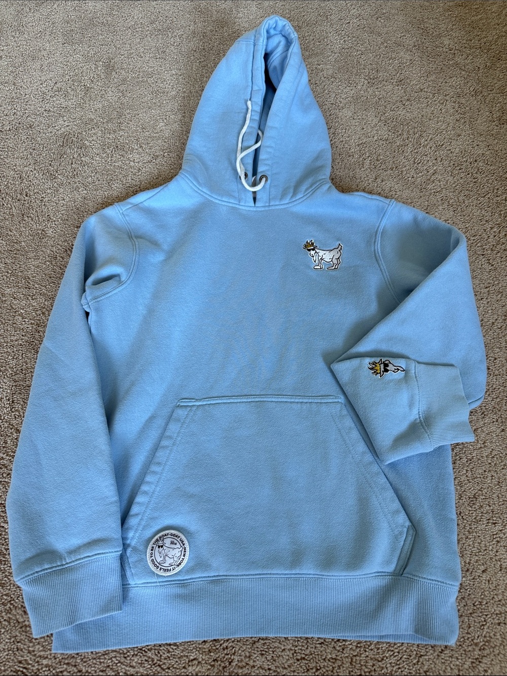 Adult XS Light Blue Goat USA Hooded Sweatshirt